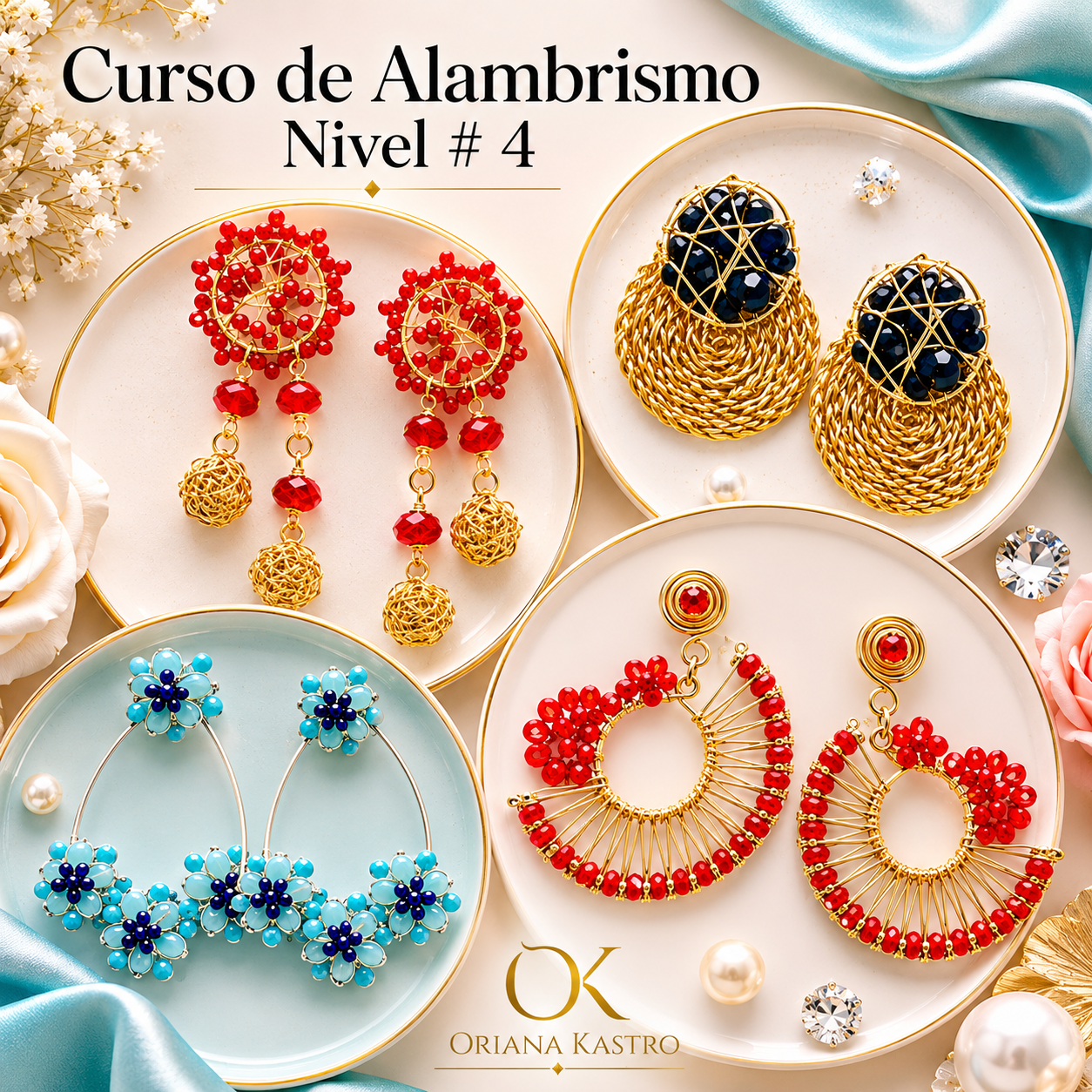 Curso de Bisutería Fina en Alambrismo Nivel 4 - Aretes con Técnicas de Nivel Intermedio