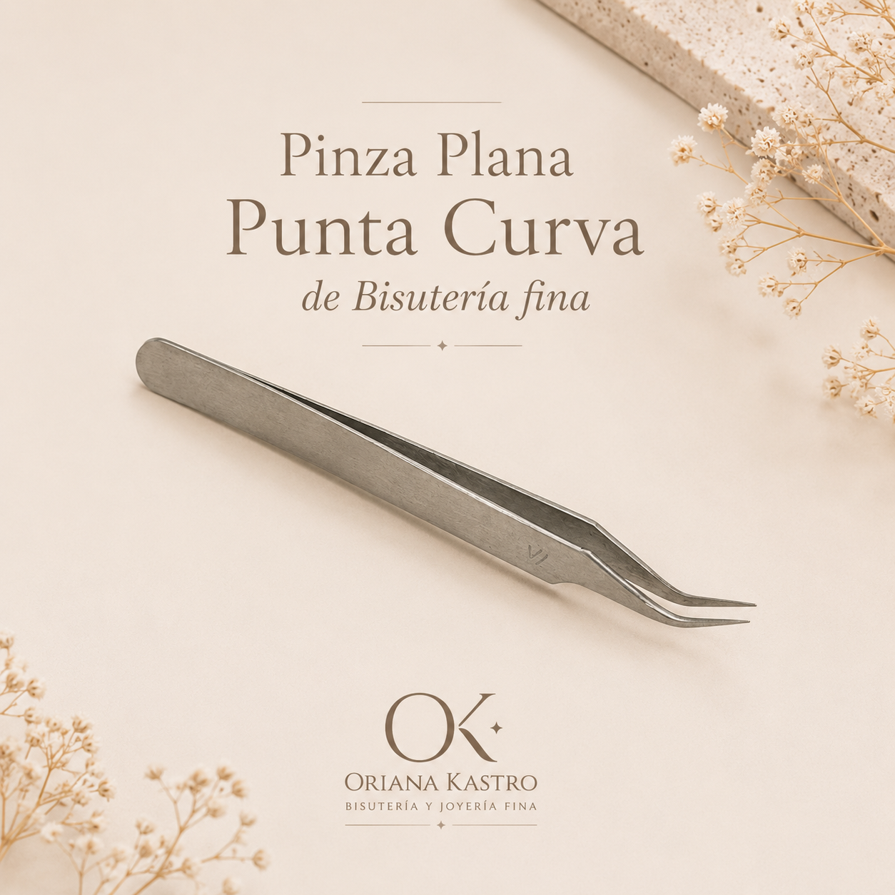 Pinza Plana Punta Curva de Bisutería fina